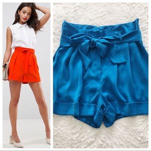 Blue ASOS High-Rise Paperbag Waist Short